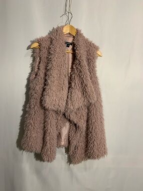wild fable dusty pink faux fur shag coat